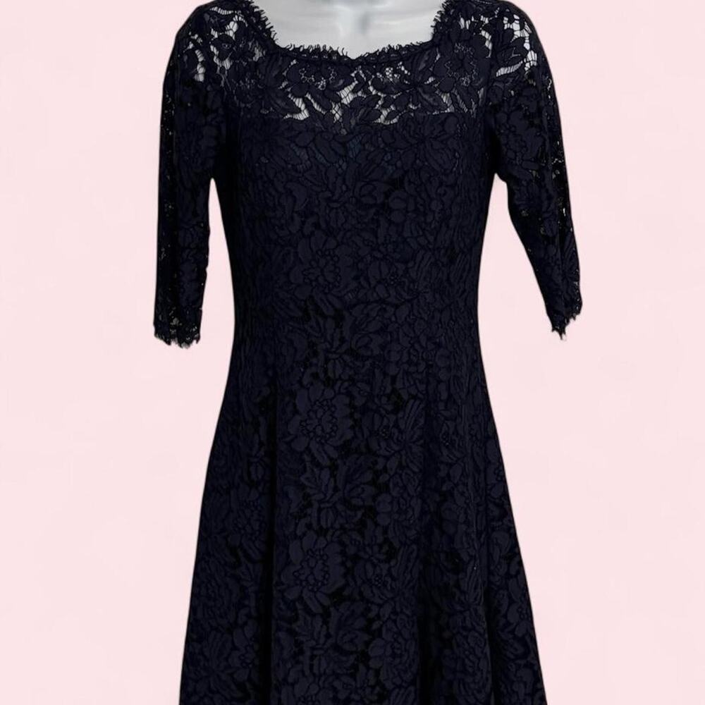 Eliza j navy lace fit & flare cocktail dress